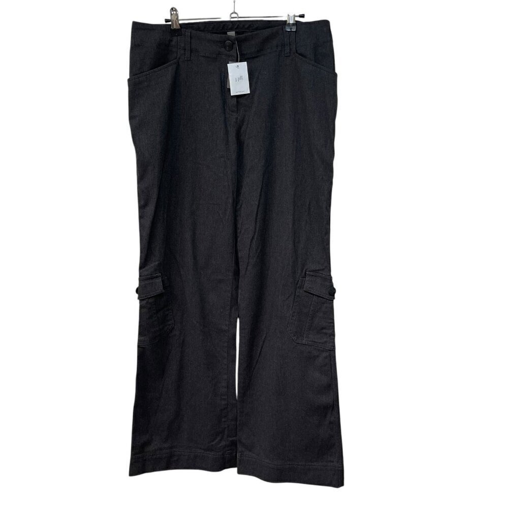J. Jill Cotton Cargo Trouser Pants NEW NWT Stretch Size 12 Charcoal Gray Utility